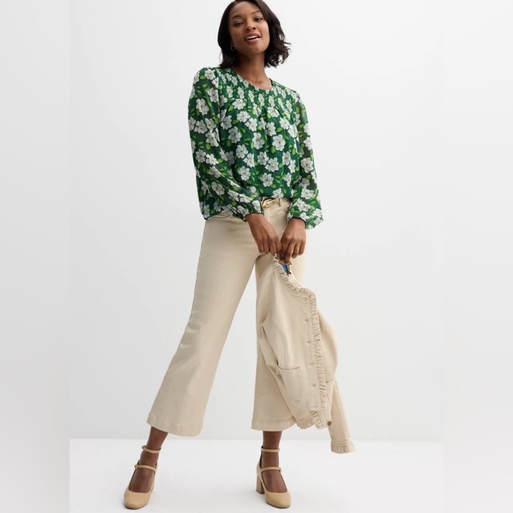 Draper James Smocked Woven Top/Blouse - Picture 1 of 12